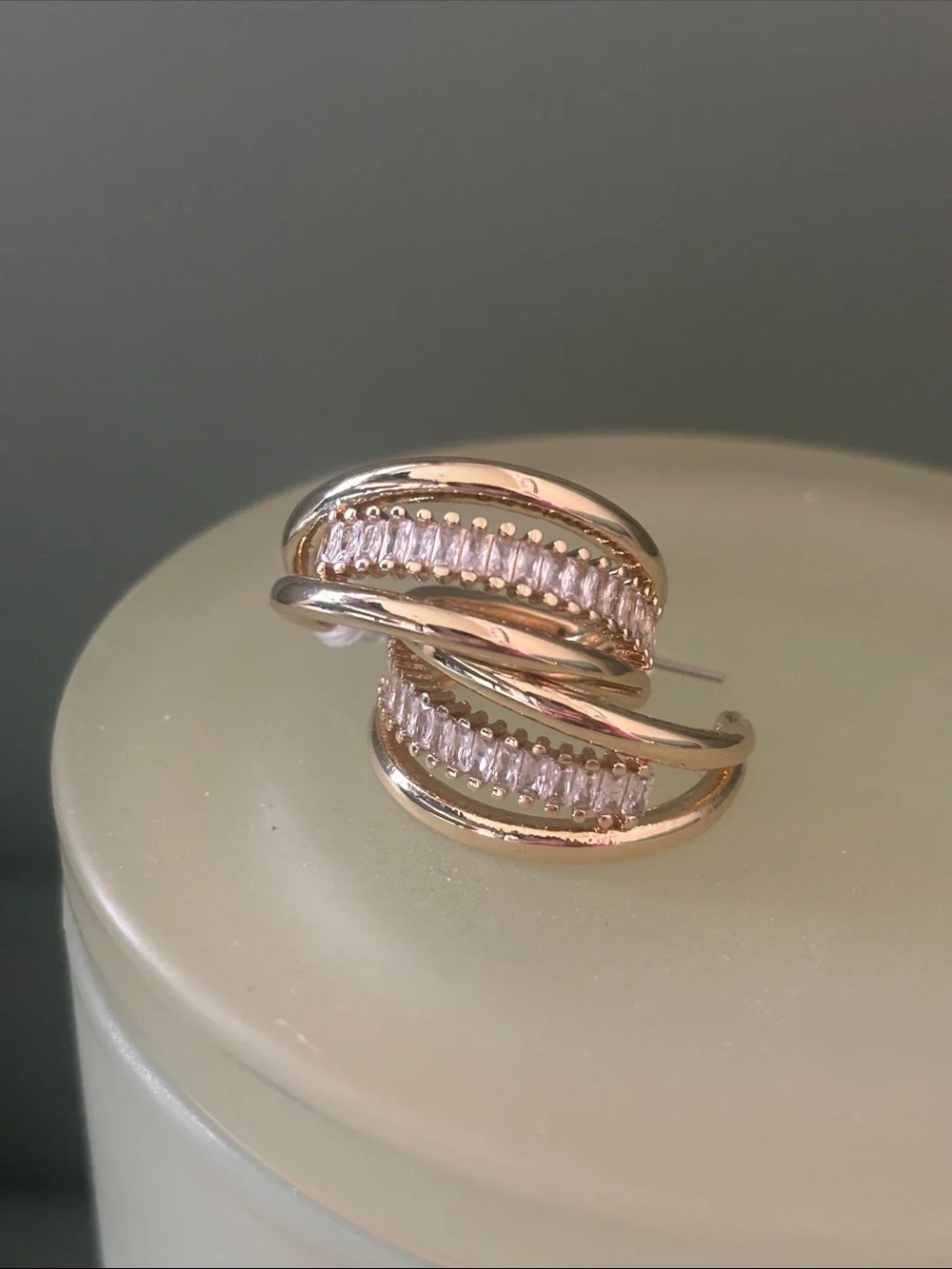 Elegant Gold-Tone Crystal Huggie Earrings